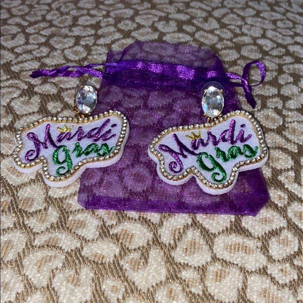 💜⚜️MARDI GRAS EARRINGS PURPLE & GREEN ⚜️💜